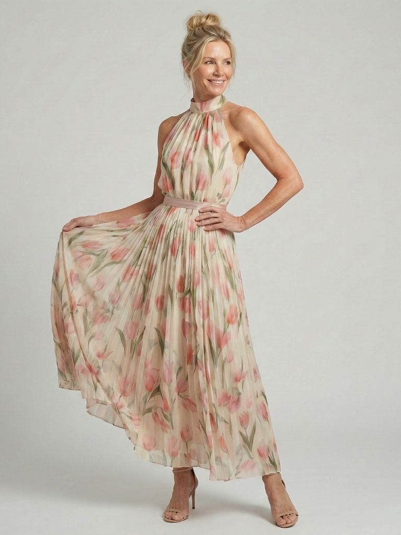 Aurelle | Vestido Midi Floral Halter