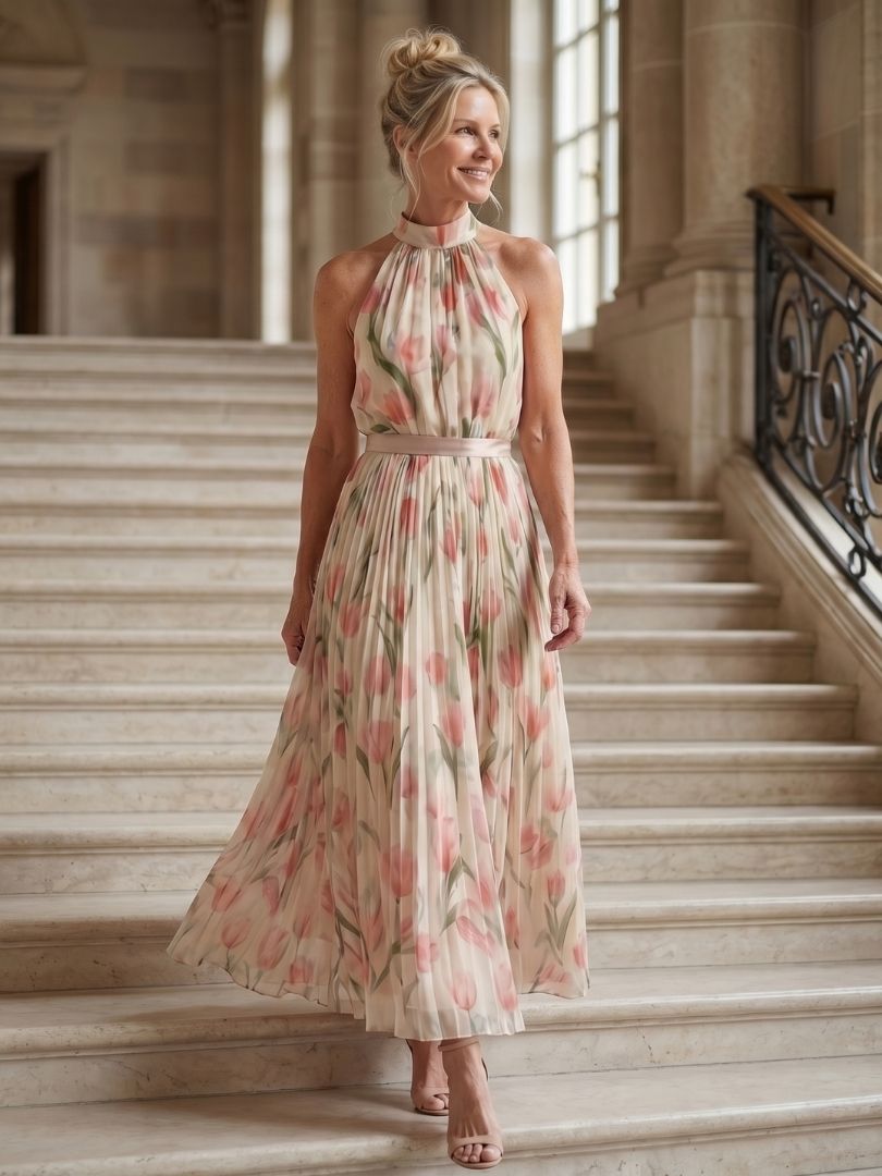 Aurelle | Vestido Midi Floral Halter