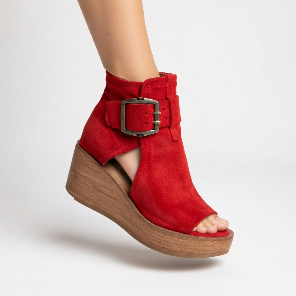 Lorena™ — Botines con cuña y puntera abierta, estilo moderno