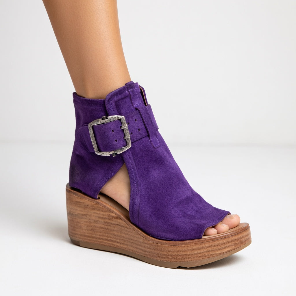 Lorena™ — Botines con cuña y puntera abierta, estilo moderno