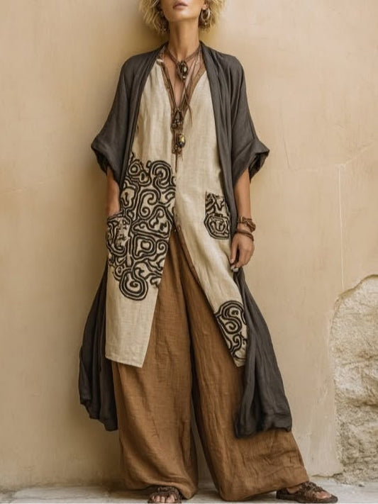 Giulia™ | Conjunto Bohemio Nómada de Tres Piezas con Estampado Tribal