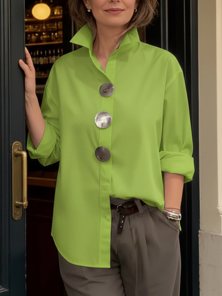 Rosaline Blusa cuello mao botones verde