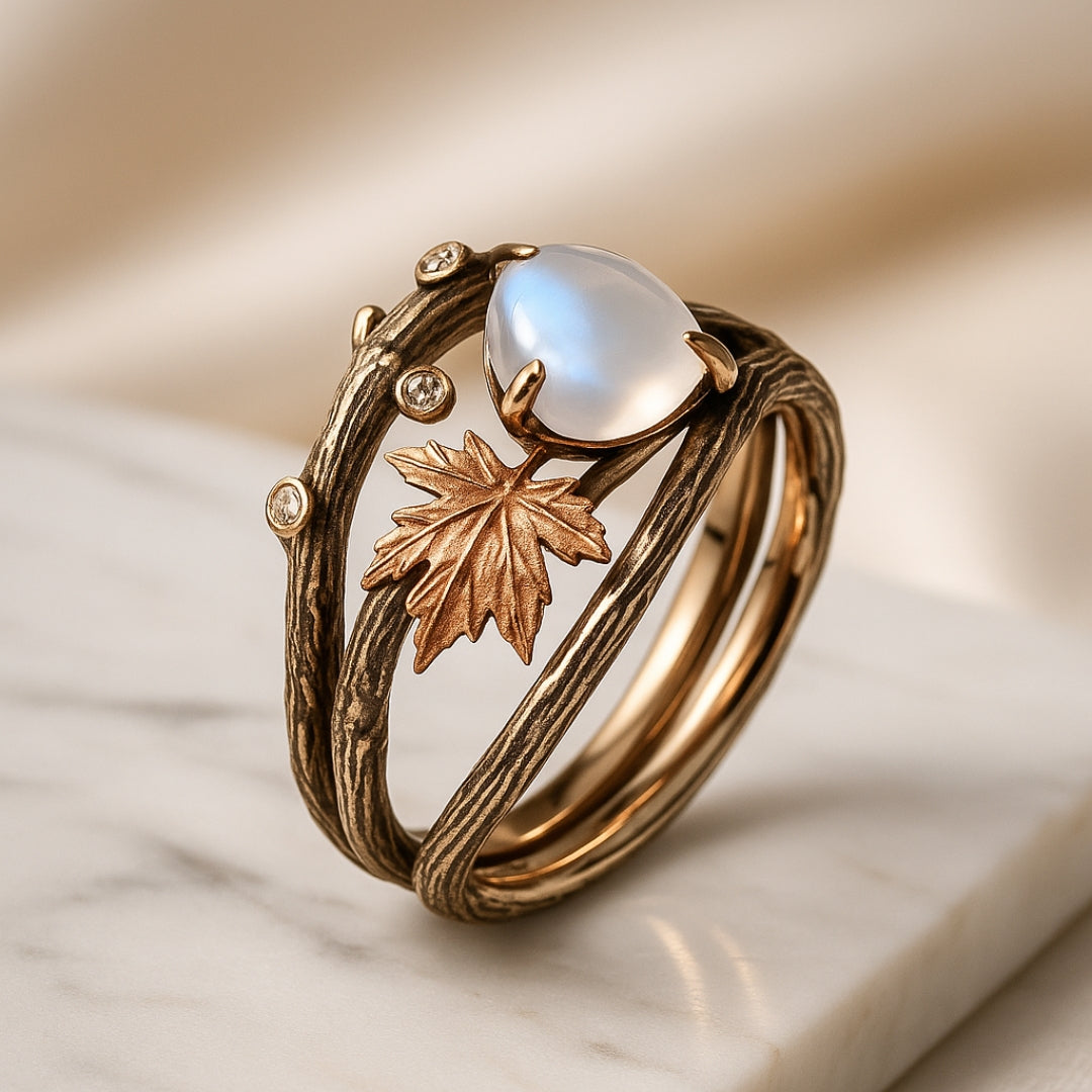 Anillo piedra luna naturaleza