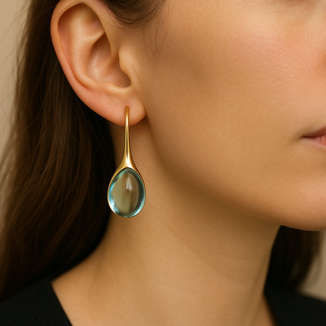 Pendientes de cristal en dorado y plateado