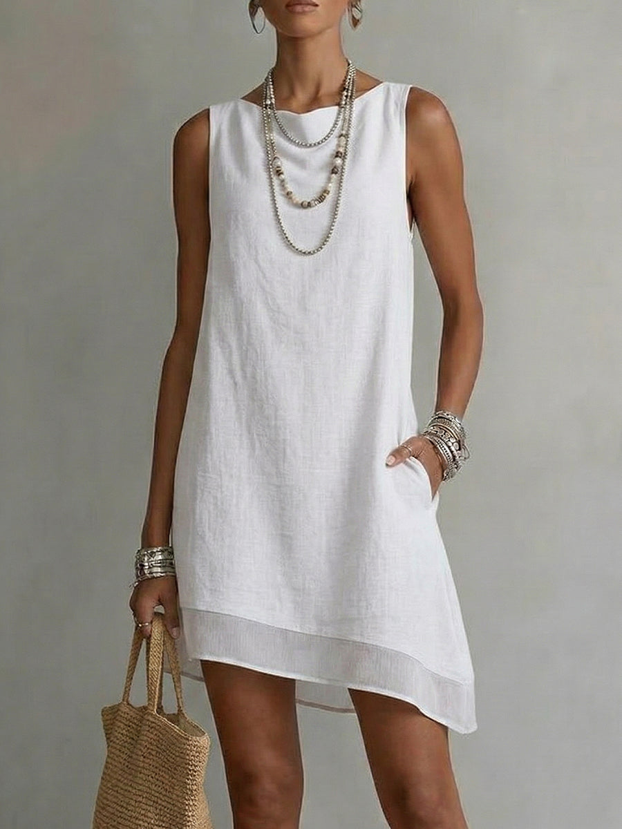 Vestido escote barco sin mangas azul