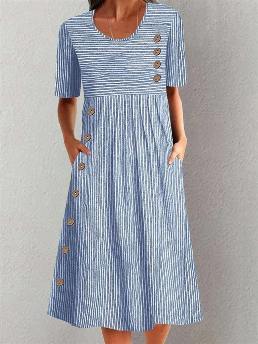 Sofia vestido verano rayas beige