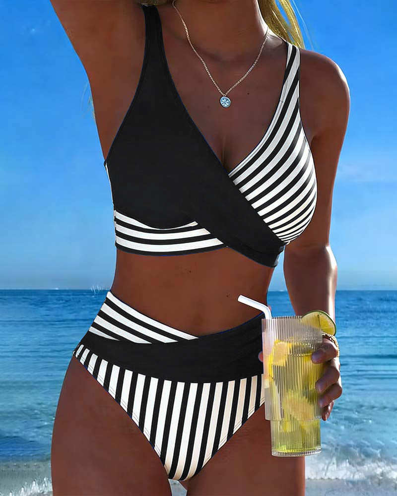 Bikini Cruzado Rayas Estampado