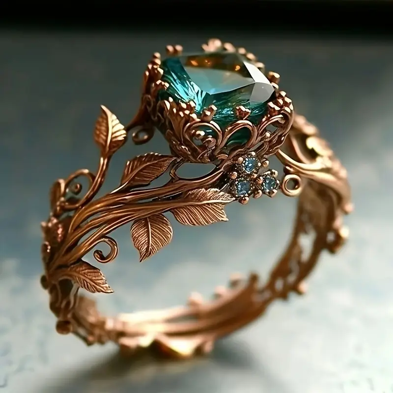 Anillo cristal verde naturaleza