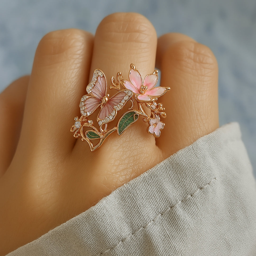 Anillo mariposa con circonitas Nature Bright