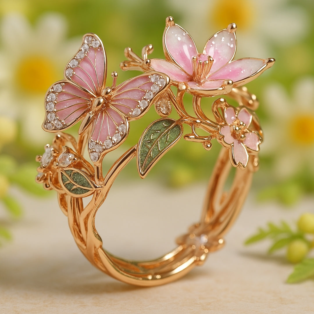 Anillo mariposa con circonitas Nature Bright
