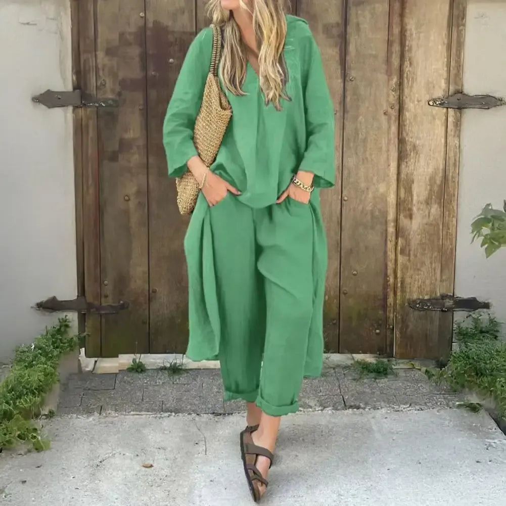 Lucía™ | Conjunto de Dos Piezas con Chaleco Largo Relajado y Pantalón Ancho