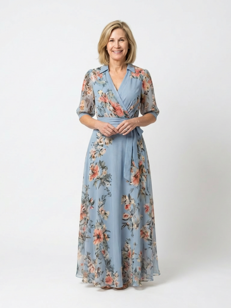 Elowen | Vestido Maxi Floral Cruzado con Escote en V