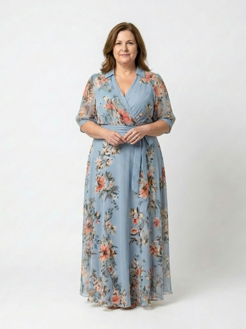 Elowen | Vestido Maxi Floral Cruzado con Escote en V